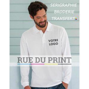 Polo piqué S-L 200 g/m² (White: 195 g/m²)  100% coton piqué ringspun (Light Oxfort: 93% coton, 7% polyester)